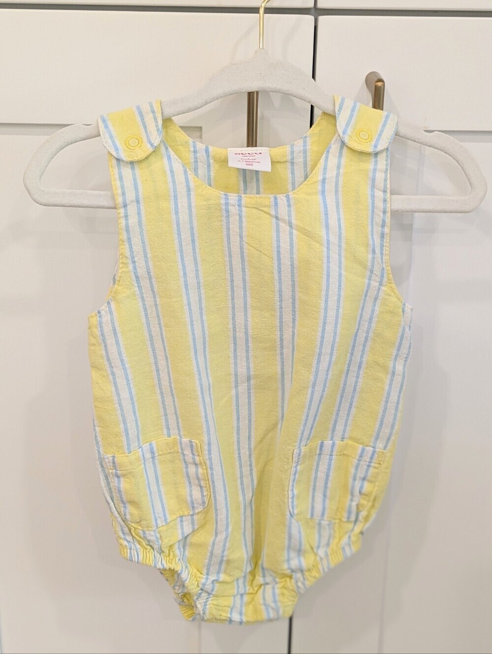 Seed Heritage Yellow Blue Striped Baby One-Piece